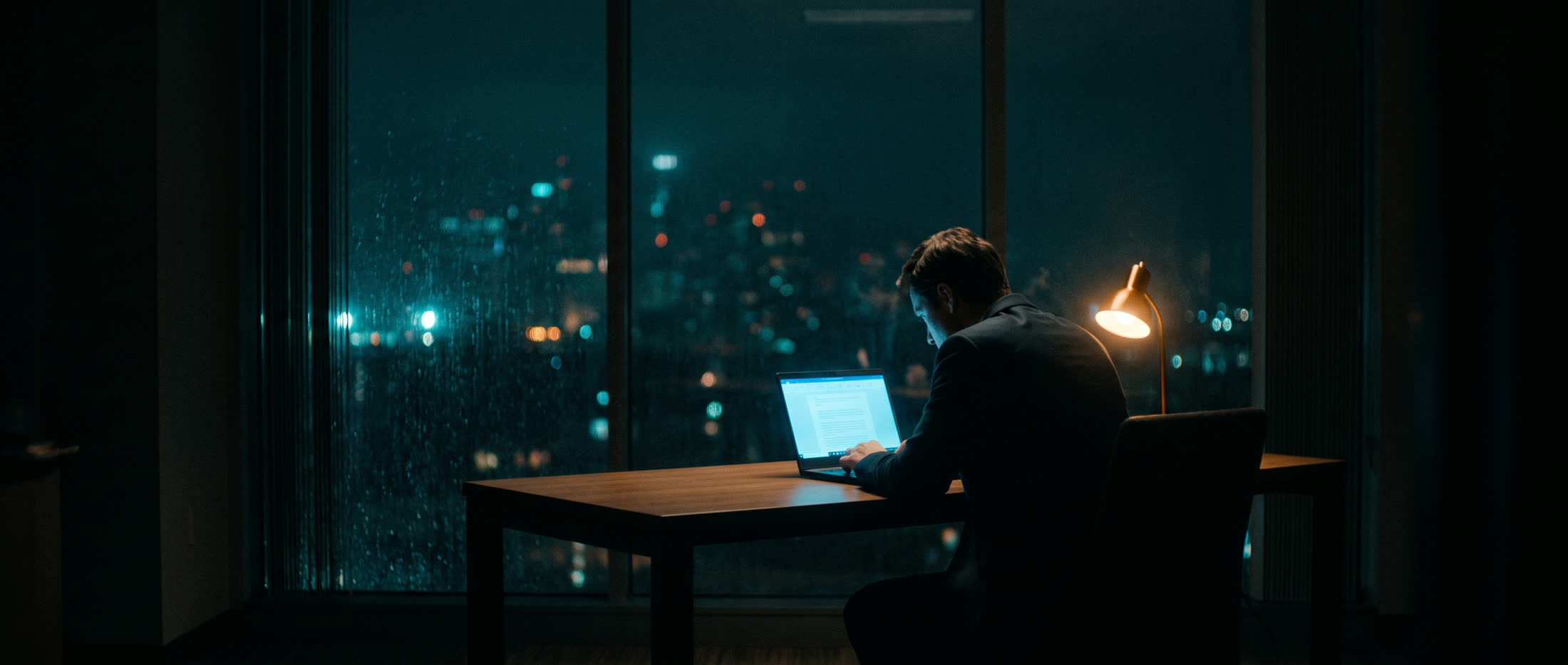 A founder working late